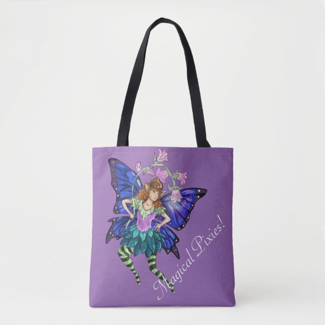 Blue Winged Pixie Tote Bag (Front)