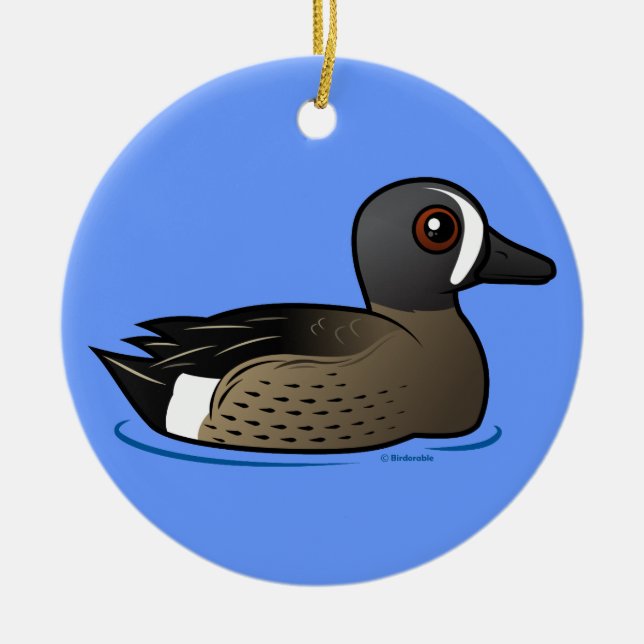 Blue-winged Teal Ceramic Tree Decoration (Front)