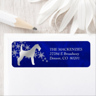 Blue Winter Airedale Return Address