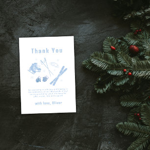 Blue Winter Après Bébé Ski Boy Baby Shower Thank You Card