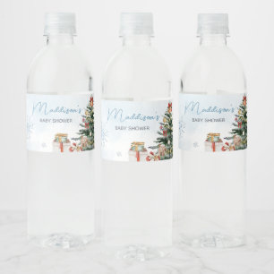 Blue Winter Baby It's Cold Outside Baby Shower Water Bottle Label