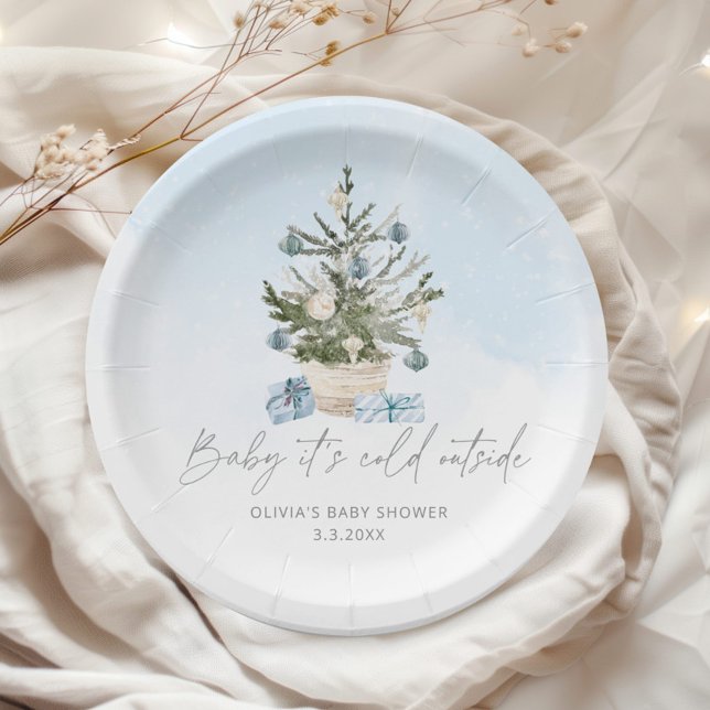 Blue winter baby its cold outside paper plate (Creator Uploaded)