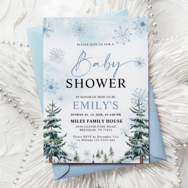 Blue Winter Baby Shower Invitation (Creator Uploaded)