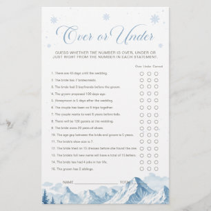 Blue Winter Bridal Shower Over or Under Game