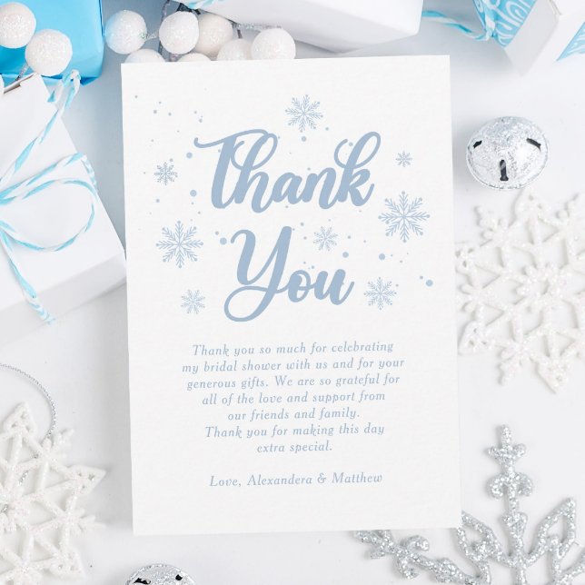 Blue Winter Bridal Shower Thank You Card (Creator Uploaded)