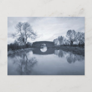 Blue winter canal landscape postcard
