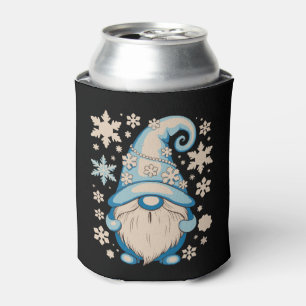 Blue Winter Christmas Gnome Xmas Snow Holiday Can Cooler
