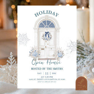 Blue Winter Christmas Holiday Open House Invitation