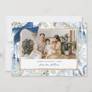 Blue Winter Christmas, Large Photo Horizontal Holiday Card