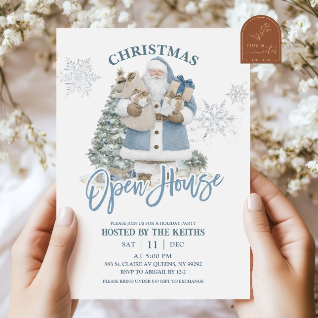 Blue Winter Christmas Open House Invitation (Creator Uploaded)