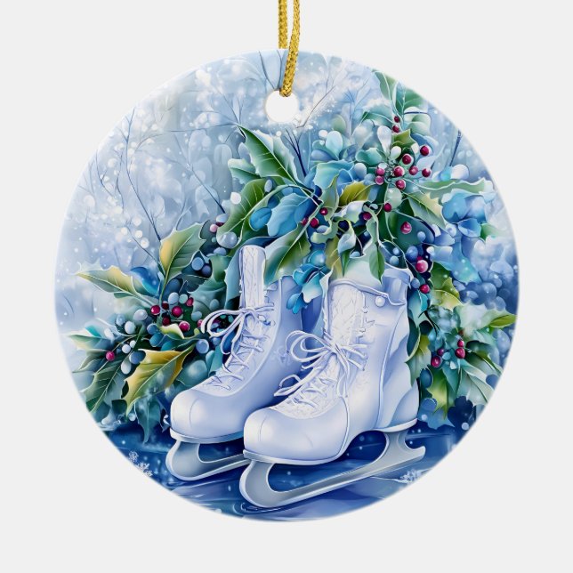 Blue Winter Christmas Ornament (Front)