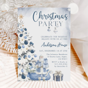 Blue Winter Christmas Party Invitation