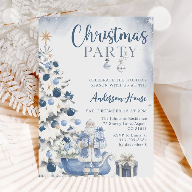 Blue Winter Christmas Party Invitation (Creator Uploaded)