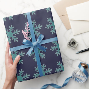 Blue Winter Christmas Snowflake Pattern Holiday Wrapping Paper