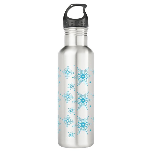 Blue Winter Christmas Whimisical Snowflakes 710 Ml Water Bottle (Front)