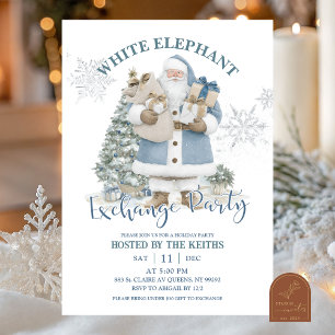 Blue Winter Christmas White Elephant Exchange Part Invitation
