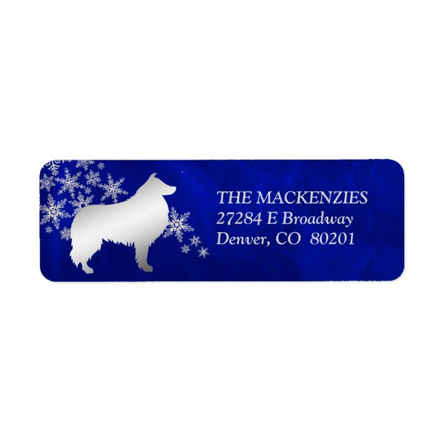 Blue Winter Collie Dog Return Address (Front)