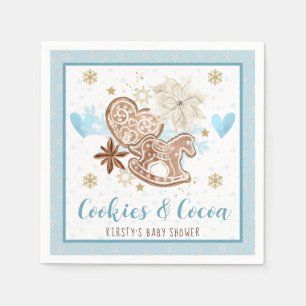 Blue Winter Cookies & Cocoa Baby Shower Napkin
