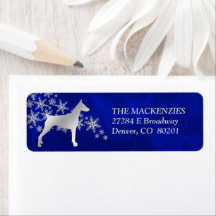 Blue Winter Doberman Return Address