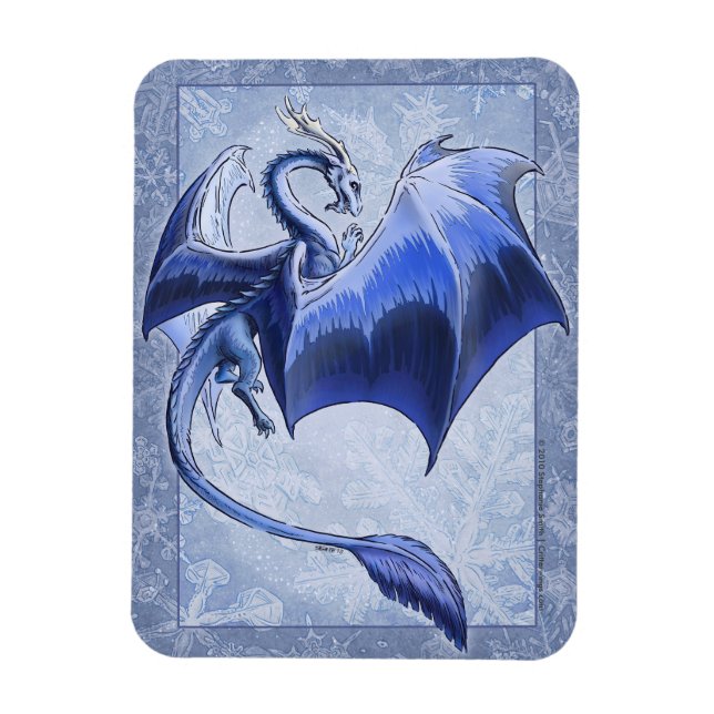 Blue Winter Dragon Nature Fantasy Art Magnet (Vertical)