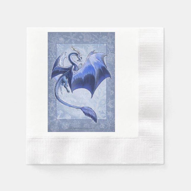 Blue Winter Dragon Nature Fantasy Art Napkin (Front)
