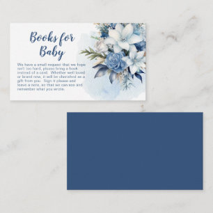 Blue Winter Floral Baby Shower Books for Baby Enclosure Card