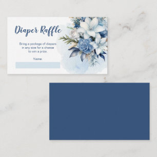 Blue Winter Floral Baby Shower Diaper Raffle Enclosure Card
