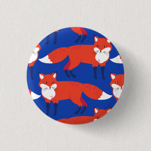 Blue Winter Forest Woodland Fox 3 Cm Round Badge
