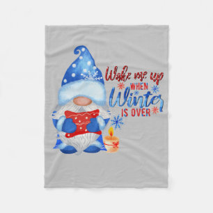Blue Winter Gnome With Pillow Candle Fleece Blanket