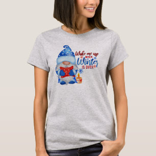 Blue Winter Gnome With Pillow Candle T-Shirt