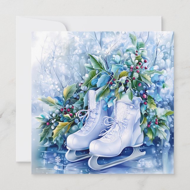 Blue Winter Greeting Card (Front)