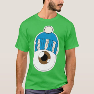 Blue Winter Hat Eyeball Brown Iris 1 T-Shirt