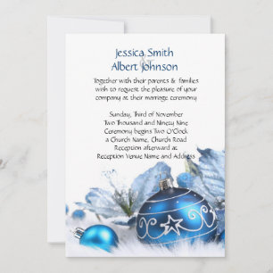 Blue Winter Holiday Wedding Invite