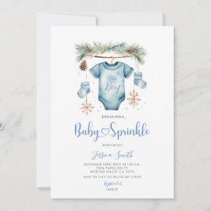 Blue Winter It's A Boy Baby Clothes Baby Sprinkle Invitation