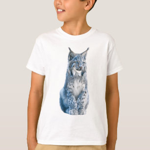 Blue Winter Lynx Wildcat Portrait Kids T-Shirt