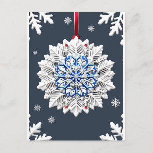 Blue Winter Magic ✨ Snowflake Elegance Holiday Postcard