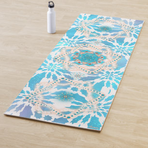 Blue Winter Mandala Floral patterns Yoga Mat