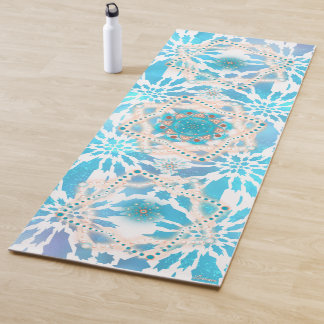Blue Winter Mandala Floral patterns Yoga Mat