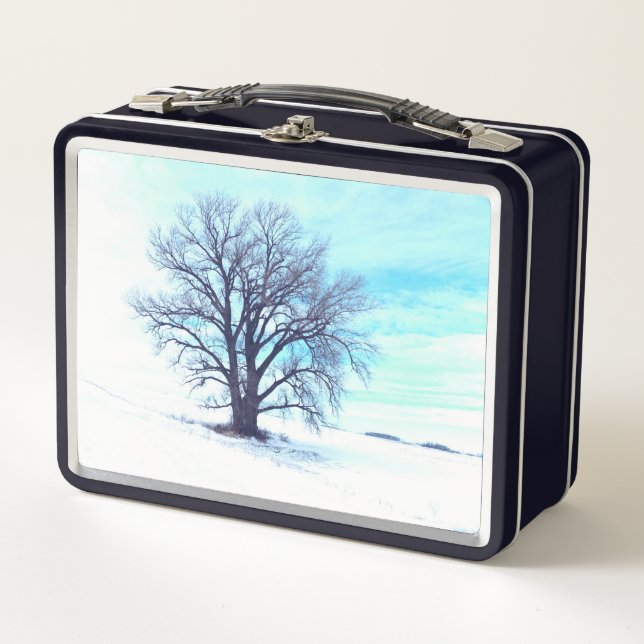 Blue Winter Metal Lunch Box (Front)