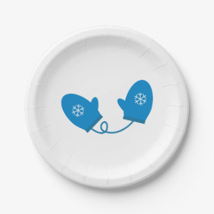 Blue Winter Mittens Paper Plates