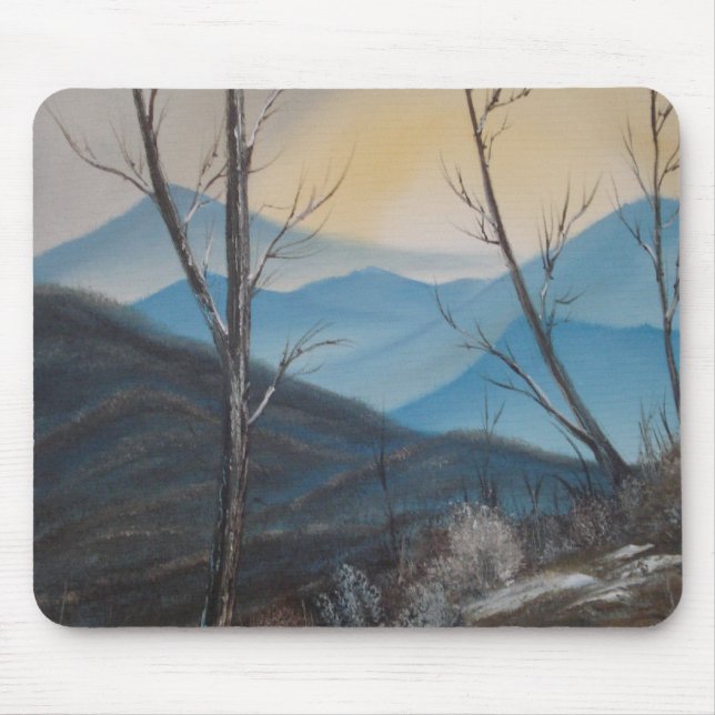 Blue Winter Mountains Mousepad (Front)