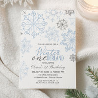 Blue Winter Onederland 1st Birthday Snowflake
