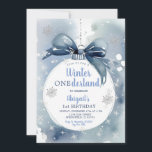 Blue Winter Onederland Christmas Ornament Birthday Invitation<br><div class="desc">EDITABLE Blue Winter Onederland Christmas Ornament Birthday Invitation
Elegant Dusty Blue Christmas Bauble 1st Birthday Party</div>