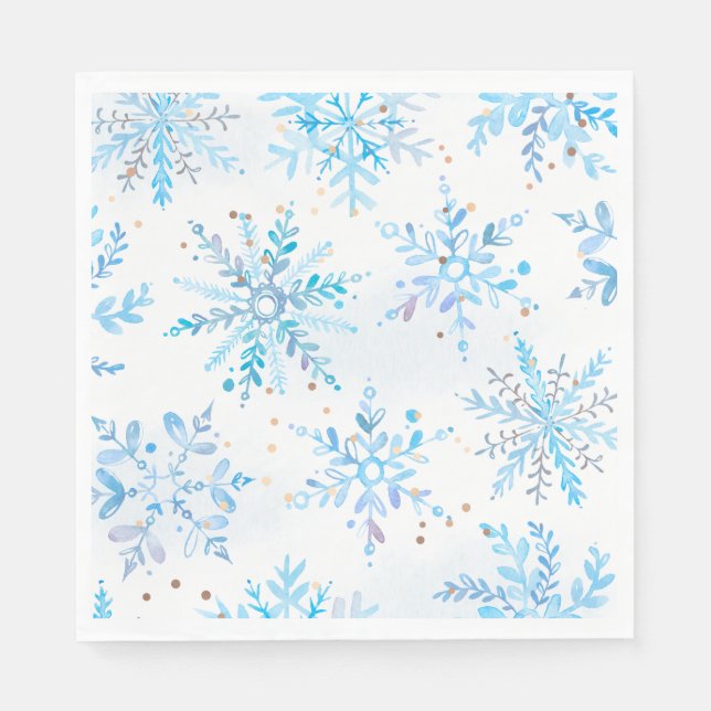 Blue Winter Onederland Party Napkins (Front)