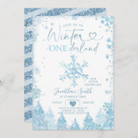 Blue Winter Onederland Snowflake 1st Birthday