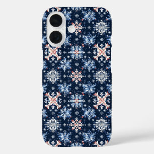 Blue Winter Pattern iPhone 16 Case