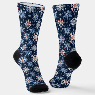 Blue Winter Pattern Socks