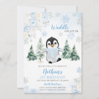 Blue Winter Penguin Birthday Party