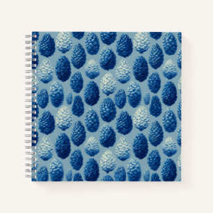 Blue Winter Pine Cone Pattern Notebook
