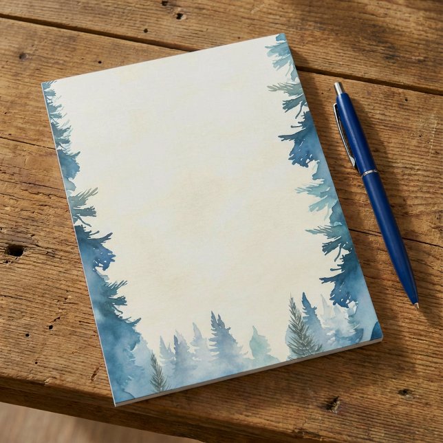 Blue winter pine trees plain notepad (Blue winter pine trees plain notepad.)